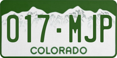 CO license plate 017MJP