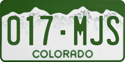 CO license plate 017MJS