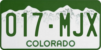 CO license plate 017MJX