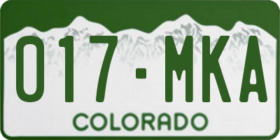 CO license plate 017MKA