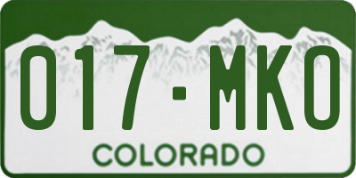 CO license plate 017MKO