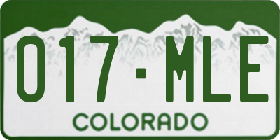 CO license plate 017MLE
