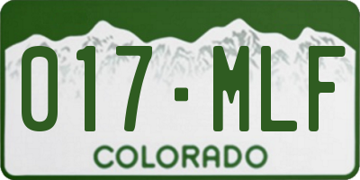 CO license plate 017MLF