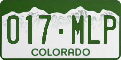 CO license plate 017MLP
