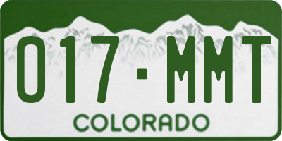 CO license plate 017MMT