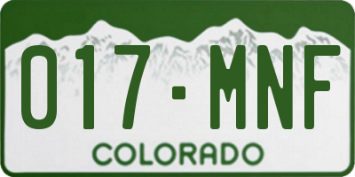 CO license plate 017MNF