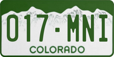 CO license plate 017MNI
