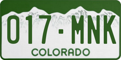 CO license plate 017MNK