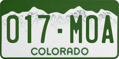 CO license plate 017MOA