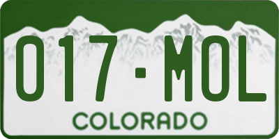 CO license plate 017MOL