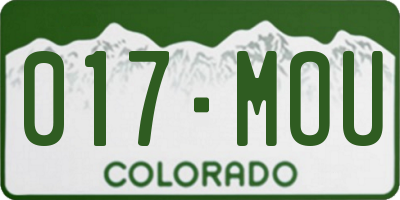 CO license plate 017MOU