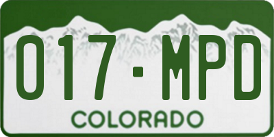 CO license plate 017MPD
