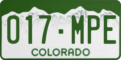 CO license plate 017MPE