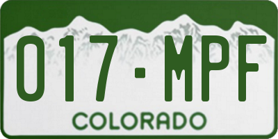 CO license plate 017MPF