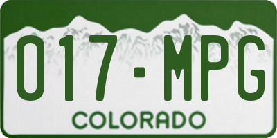 CO license plate 017MPG