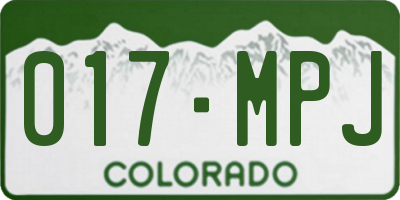 CO license plate 017MPJ