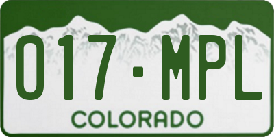 CO license plate 017MPL