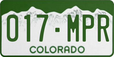 CO license plate 017MPR