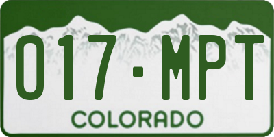 CO license plate 017MPT