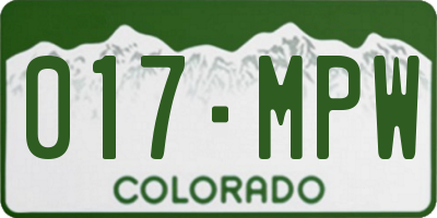 CO license plate 017MPW