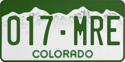 CO license plate 017MRE