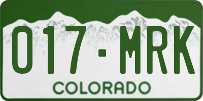 CO license plate 017MRK