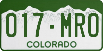 CO license plate 017MRO