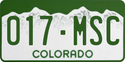 CO license plate 017MSC