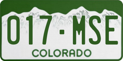 CO license plate 017MSE