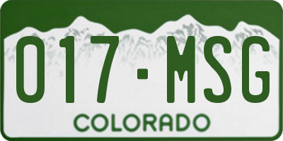 CO license plate 017MSG