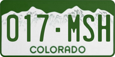 CO license plate 017MSH