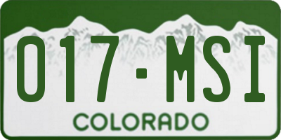 CO license plate 017MSI