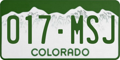 CO license plate 017MSJ