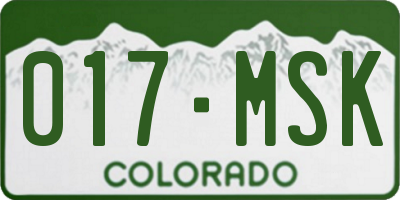 CO license plate 017MSK