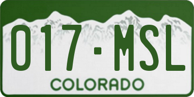 CO license plate 017MSL