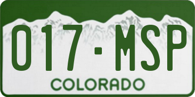 CO license plate 017MSP