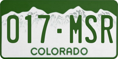CO license plate 017MSR