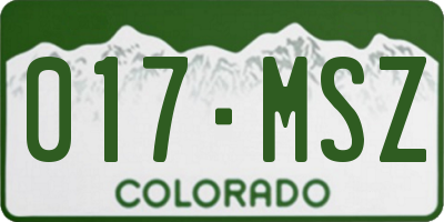 CO license plate 017MSZ