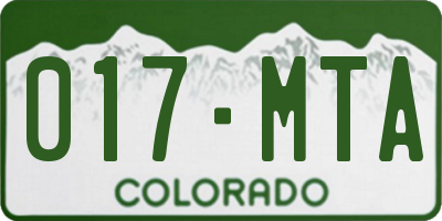 CO license plate 017MTA