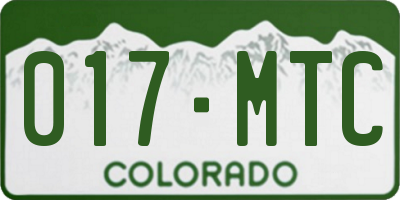 CO license plate 017MTC