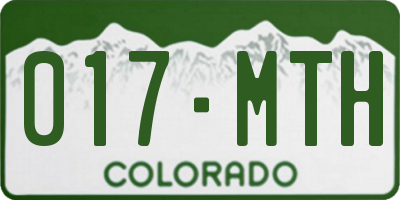 CO license plate 017MTH