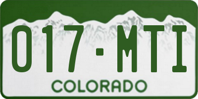 CO license plate 017MTI
