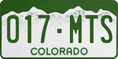 CO license plate 017MTS