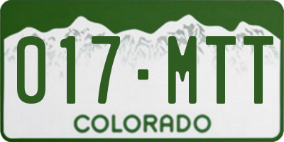 CO license plate 017MTT