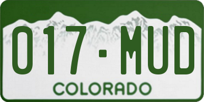 CO license plate 017MUD