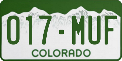 CO license plate 017MUF