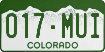CO license plate 017MUI