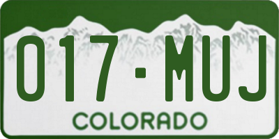 CO license plate 017MUJ