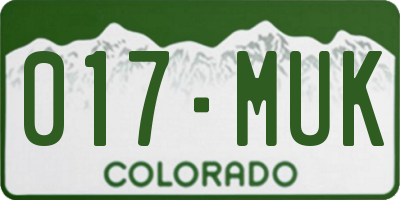 CO license plate 017MUK