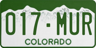 CO license plate 017MUR